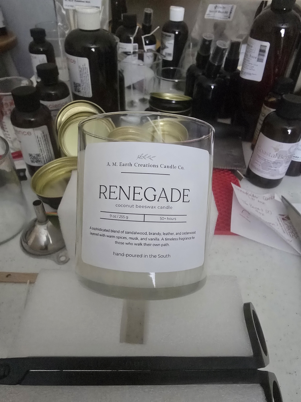 A.M. Earth Creations Renegade Coconut Beeswax Candle - White